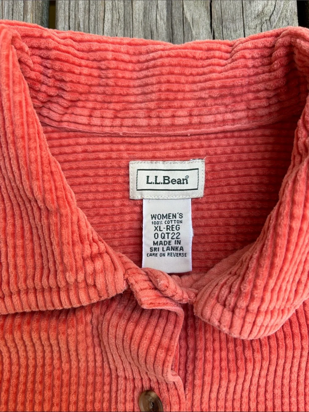 LL BEAN VTG 90s Coral Corduroy Cozy Utility Outdoors Cabincore Shacket Size XL